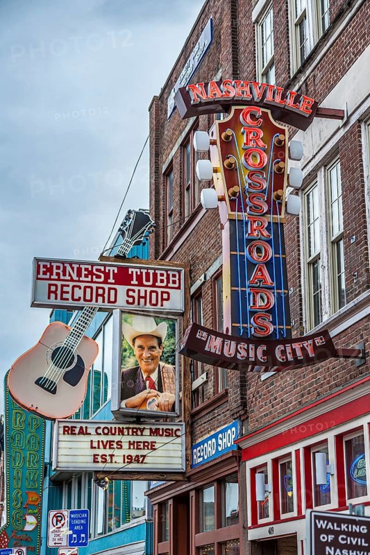 Ernest Tubb Record Shop and Nashville Crossroads live music venue in The District on Lower Broadway in Nashville, Tennessee, USA, North America