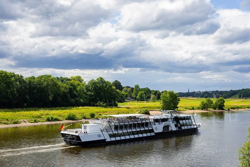 The converted motor ship Gräfin Cosel at the Blue Wonder, Dresden Loschwitz, Dresden, Saxony, Germany, Europe
