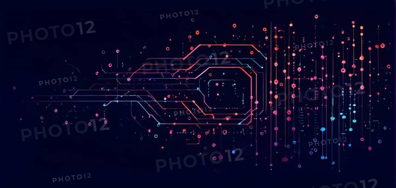Illustration of abstract stream Artificial intelligence, Big data, AI generated