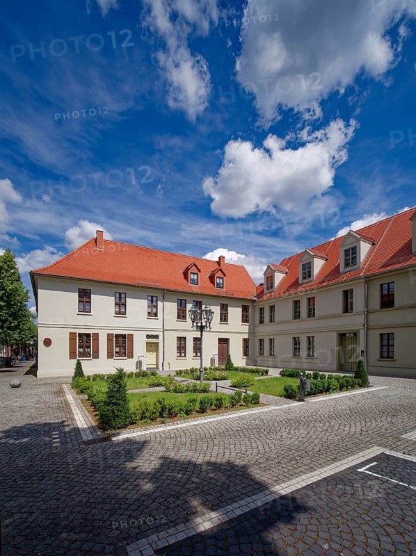 Architectural complex Wallstraße on Bachplatz, standardised 18th century building style, Köthen, Saxony-Anhalt, Germany, Europe