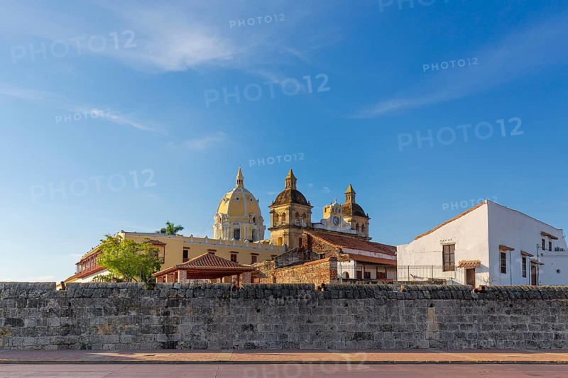 Famous colonial Cartagena Walled City (Cuidad Amurrallada) and its colorful buildings in historic city center, a designated UNESCO World Heritage Site