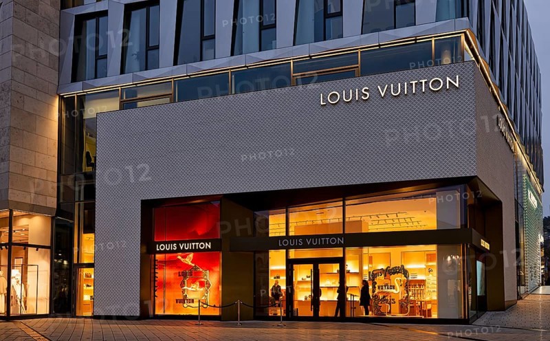 Louis Vuitton Brand Store, logo, retail shop, Dorotheen Quartier, DOQU, shopping mall, evening, blue hour, Stuttgart, Baden-Württemberg, Germany, Europe