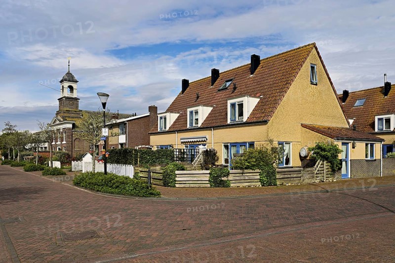 Village view with Wadden Church, (Waddenkerk), De Cocksdorp, Texel, Holland, Netherlands