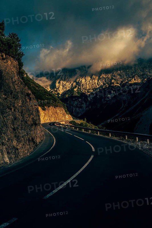Hahntennjoch pass road in Tyrol in Lechtal, Austria, Europe
