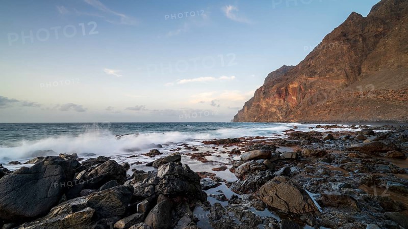 Playa del Ingles beach, La Playa district in Valle Gran Rey, La Gomera, Canary Islands, Spain, Europe
