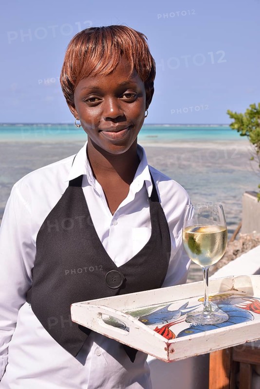 Waitress of the restaurant "The Rock", Paje, Zanzibar, Tanzania, Africa