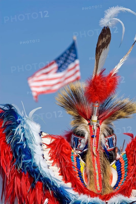 Indian jewellery with feather, POWOW, Indians, indigenous people, aborigines, tribe, flag, dance USA