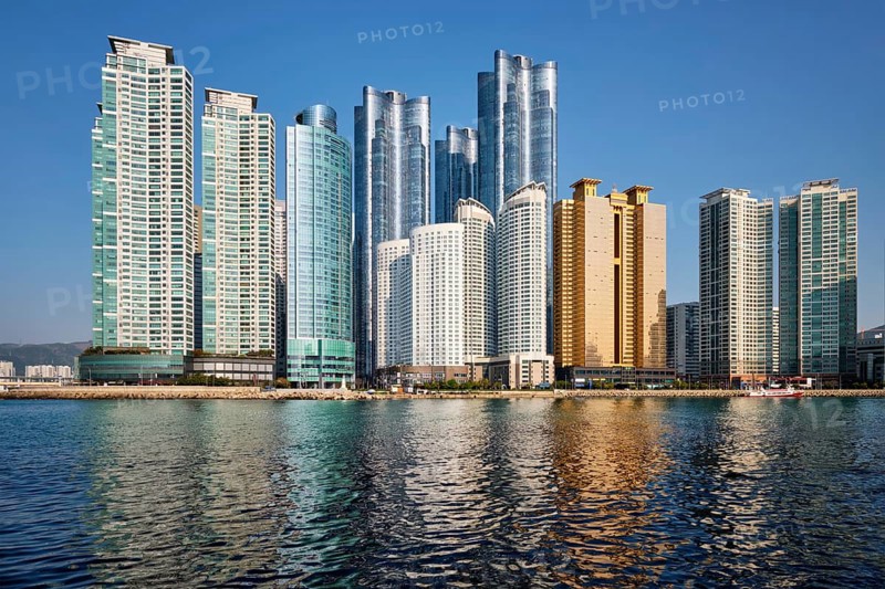 BUSAN, SOUTH KOREA, APRIL 13, 2017: Marine city expensive and prestigious residential area skyscrapers in Busan, South Korea, Asia