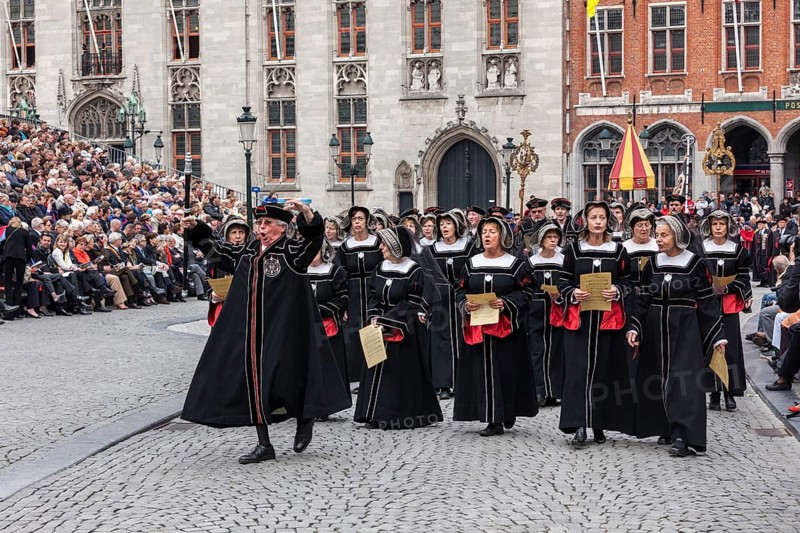 BRUGES, BELGIUM, MAY 17: Annual Procession of the Holy Blood on Ascension Day. Locals perform an historical reenactment and dramatizations of Biblical events. May 17, 2012 in Bruges (Brugge), Belgium, Europe