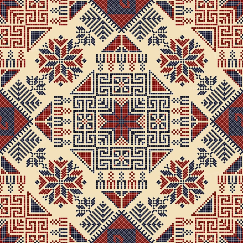Embroidery Tatreez pattern, Palestinian fashion vector ornament