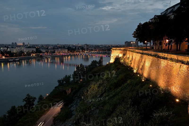 View from Petrovaradin Fortress of Liberty Bridge over the Danube, Novi Sad, Vojvodina province, Serbia, Europe