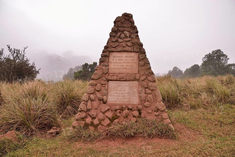 Graves of Bernhard Grzimek and Michael Grzimek at the edge of the Ngorongoro Crater, Ngorongoro Conservation Area, Tanzania, Africa