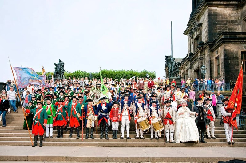 Baroque Festival Dresden. For the 3rd Baroque Festival in Dresden, there was a parade of all participants through Dresden's Old Town