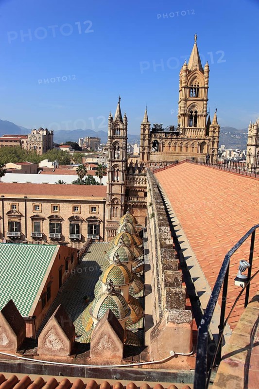 City of Palermo, on the roof of the Cathedral Maria Santissima Assunta, UNESCO World Heritage Site, Sicily, Italy, Europe