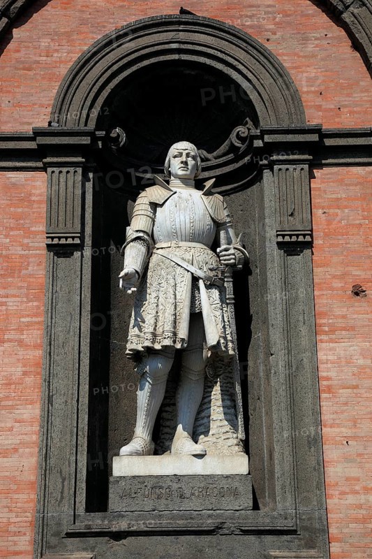 Statue of Alfonso di Aragona at Palazzo Reale, Palace of the Viceroys, in Piazza del Plebescito, Naples, Campania, Italy, Europe