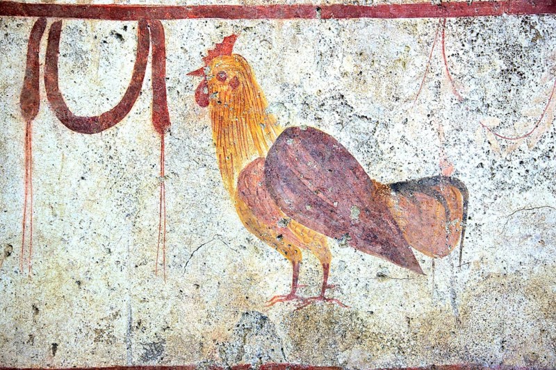 Tomb painting from a chamber tomb from ca 480 B. C. Lucanian period, in the Museum of Paestum, Campania, Italy, Europe