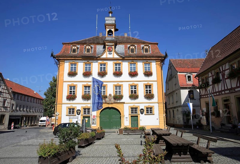 Town Hall of Roettingen in the Tauber Valley, Würzburg County, Lower Franconia, Bavaria, Germany, Europe