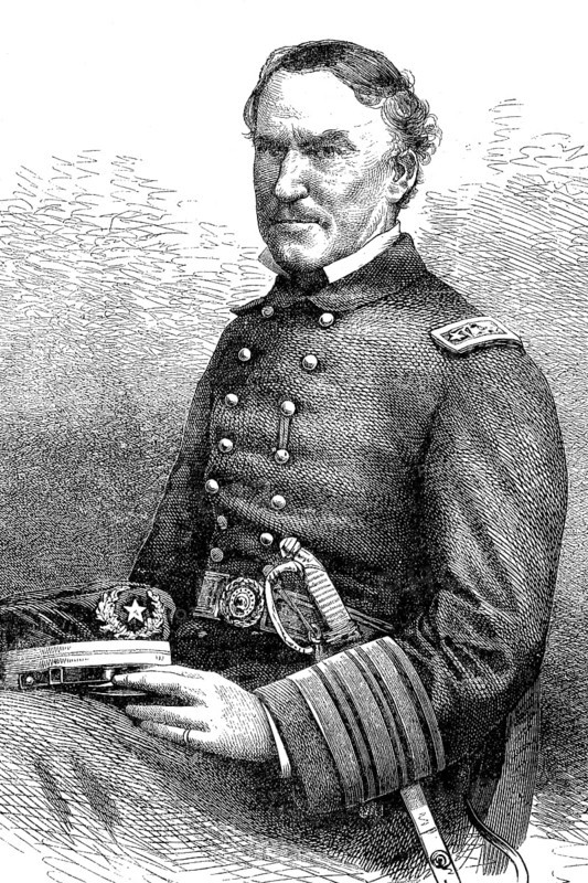 David Glasgow Farragut (5 July 1801 - 14 August 1870) was one of the best known US naval officers of the 19th century, Historic, digitally restored reproduction of an original 19th century artwork, exact original date not known