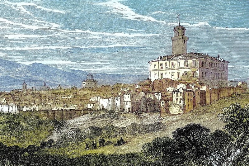 Monte Rotondo in the Papal States, 1869, Rome, Italy, Historic, digitally restored reproduction of an original 19th century painting, exact original date not known, Europe