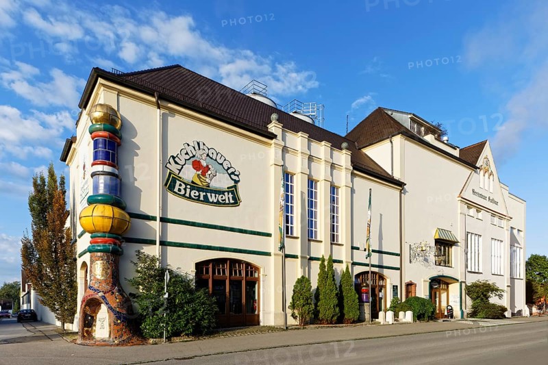 Kuchlbauer Brewery and Beer Garden in Kuchlbauer's Bierwelt, Abensberg, Lower Bavaria, Hallertau, also Holledau or Hollerdau, Bavaria, Germany, Europe
