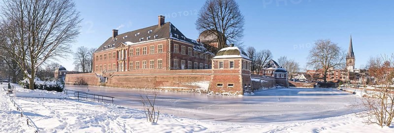 Baroque and moated castle Ahaus, today seat of the Technical Academy Ahaus, Ahaus, Münsterland, North Rhine-Westphalia, Germany, Europe