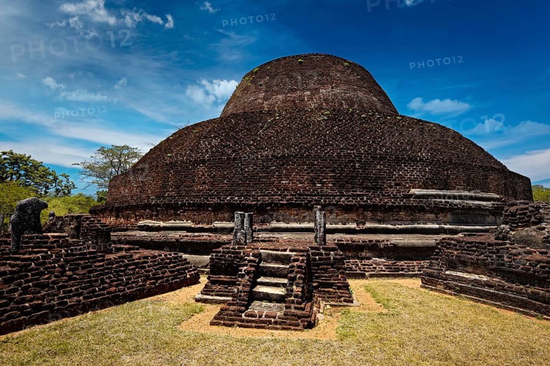 Ancient Buddhist dagoba (stupe) Pabula Vihara. Ancient city of Polonnaruwa, Sri Lanka, Asia