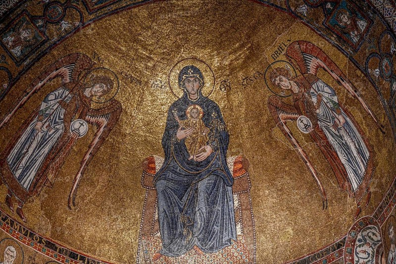 Ceiling mosaic over the left altar of the Cathedral of San Giusto, Trieste, Friuli Venezia Giulia Region, Italy, Europe