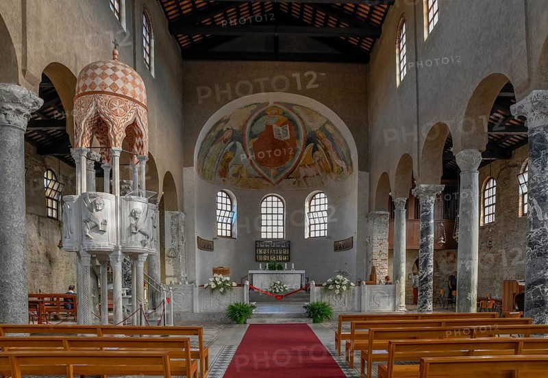 Interior of the early medieval church of Sant'Eufemia from the second half of the 4th century, Grado, Grado island, Friuli Venezia Giulia region, Italy, Europe