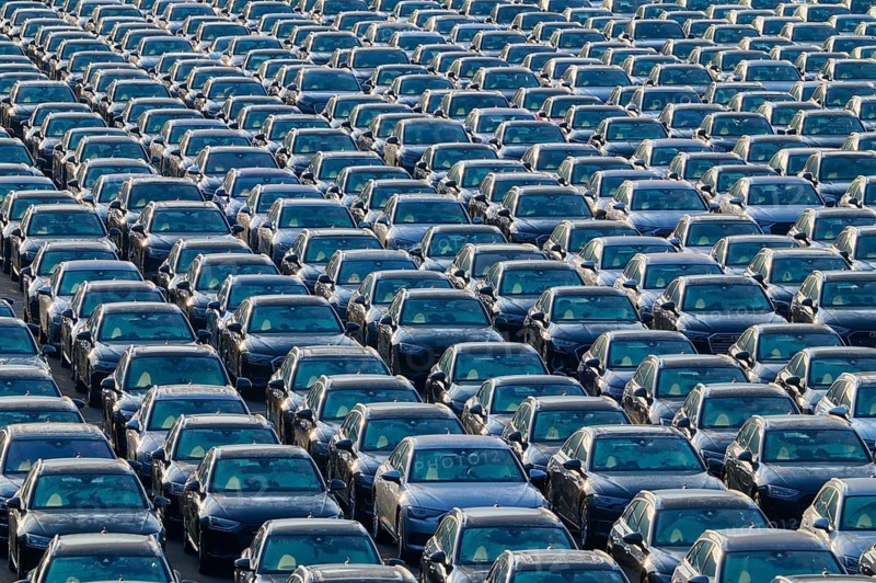 Large number of cars on assembly point, Brand Audi, Germany, Europe