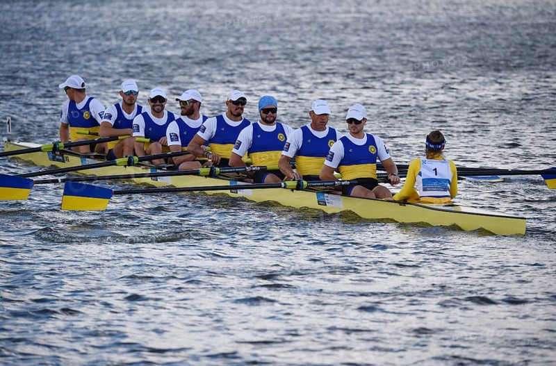 Rowing Eight, Rowing 8, Ukrainian National Team at the Canal Cup on the Kiel Canal. Rowing competition at the toughest race in the world between Breiholz and Rendsburg, Germany, Europe