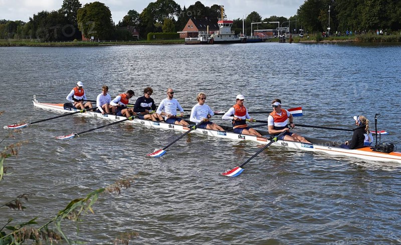 Rowing Eight, Rowing 8, Dutch National Team at the Canal Cup on the Kiel Canal. Rowing competition at the toughest race in the world between Breiholz and Rendsburg, Germany, Europe