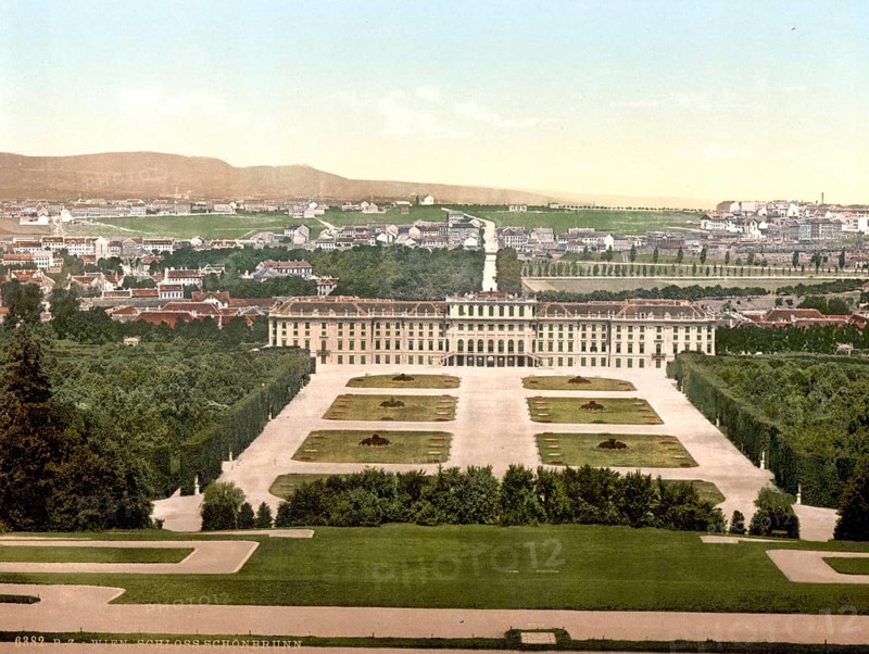 Schönbrunn Palace, Vienna, Austria, c. 1890, Historical, digitally restored reproduction from a 19th century original, Schönbrunn Palace, Vienna, Austria, c. 1890, Historical, digitally restored reproduction from a 19th century original, Europe