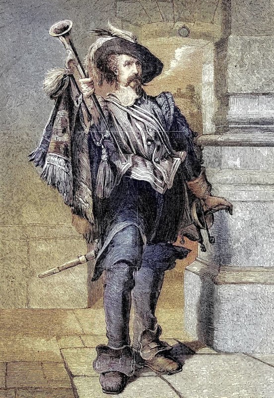 A herald at arms, member of the French troops in 1869, France, Historic, digitally restored reproduction of an original 19th century artwork, exact original date unknown, Europe