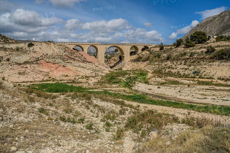 Bridge over the dried out Amadorio River, Villajoyosa, Alicante, Costa Blanca, Spain, Europe