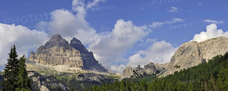 The mountain range Gruppo dei Cadini di Misurina in the Dolomites, Italy, Europe