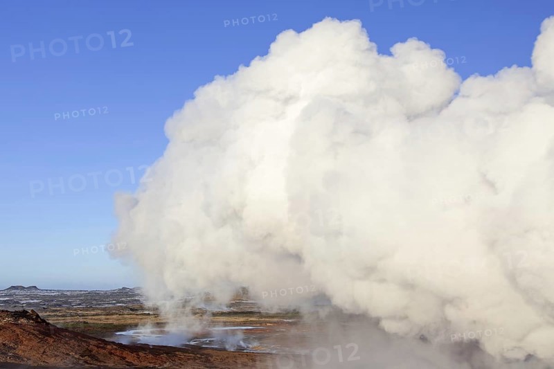 Steam vents, fumaroles at Gunnuhver, geothermal area and center of the Reykjanes Volcanic System, Iceland, Europe