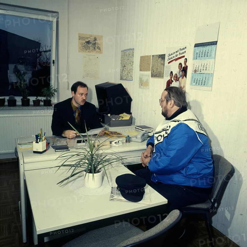 A visit to Neubrandenburg, here on 29.11.1994, still shows a picture of the post-reunification period, especially with regard to the problem of unemployment.Arbeitsamt. Unemployed, Germany, Europe