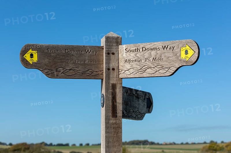 Signpost, Way to Cuckmere Haven, Seven Sisters, South Downs, England, United Kingdom, Europe