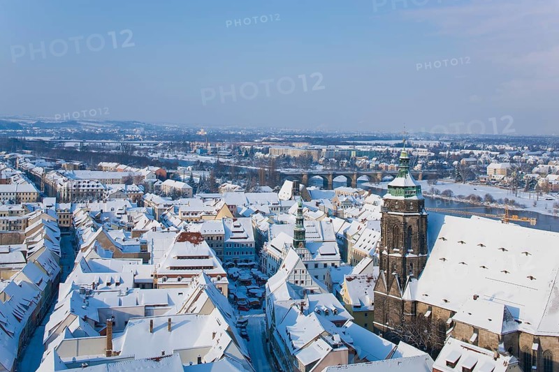 Pirna's old town in winter