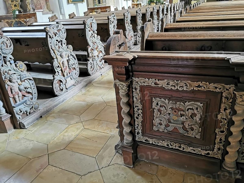 Interior of the collegiate church of Speinshart Monastery, abbey of the Premonstratensian Order, Neustadt an der Waldnaab district, Upper Palatinate, Bavaria, Germany, Europe