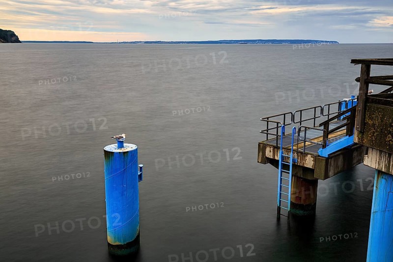 Pier, Sellin pier at dusk, detail, long exposure, Baltic resort Sellin, Rügen Island, Mecklenburg-Western Pomerania, Germany, Europe