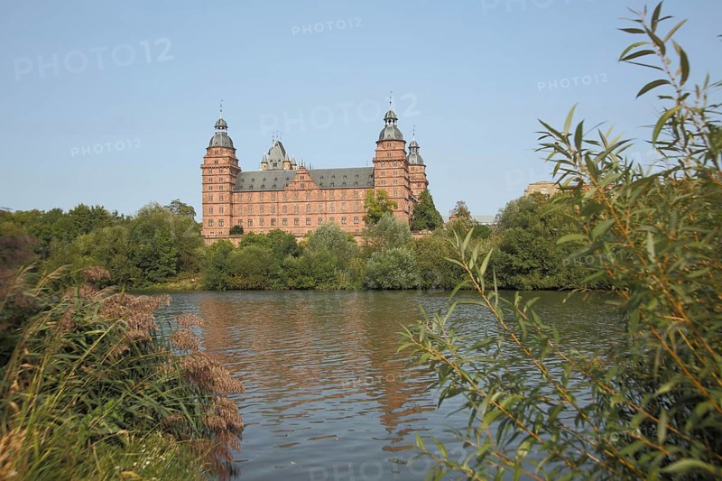 Renaissance Johannisburg Castle with Main River in Aschaffenburg, Lower Franconia, Franconia, Spessart, Bavaria, Germany, Europe