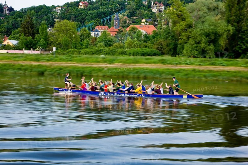 Dragon boat training on the Elbe