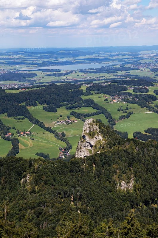 View from the Gaisbergspitze to the Nockstein and Wallersee, Osterhorngruppe, Flachgau, Salzburg, Austria, Europe
