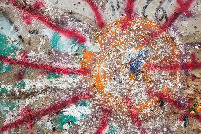 Wall painting, graffiti, Patio Dom Fradique, Alfama neighbourhood, Lisbon, Portugal, Europe