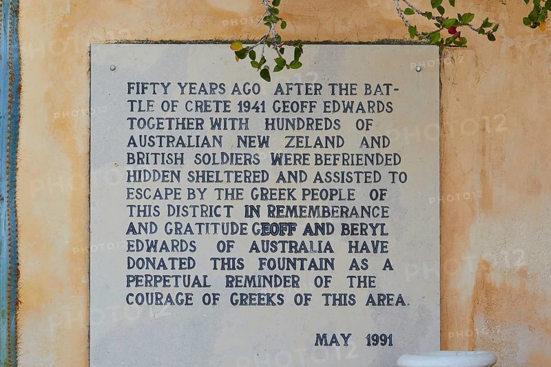 Commemorative plaque, close, Preveli, Orthodox Monastery, South Coast, Rethimnon Province, Crete, Greece, Europe