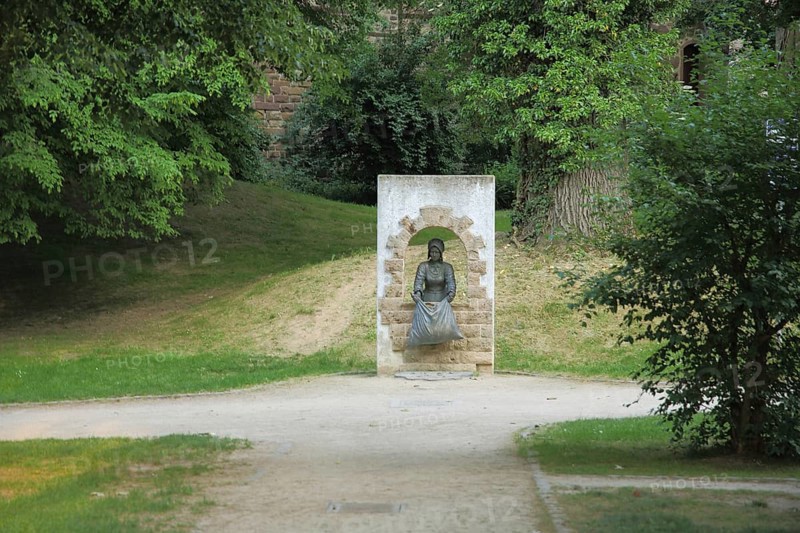 Frau Holle Park with Monument to Brothers Grimm Fairy Tales, Brothers Grimm, Fairy Tale Character, Hessisch Lichtenau, Hesse, Germany, Europe
