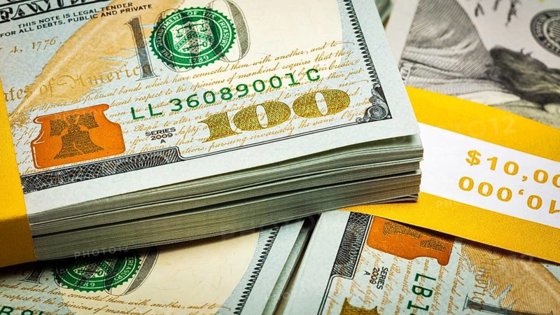 Creative business finance making money concept, letterbox panoramic background of new 100 US dollars 2013 edition banknotes (bills) bundles close up