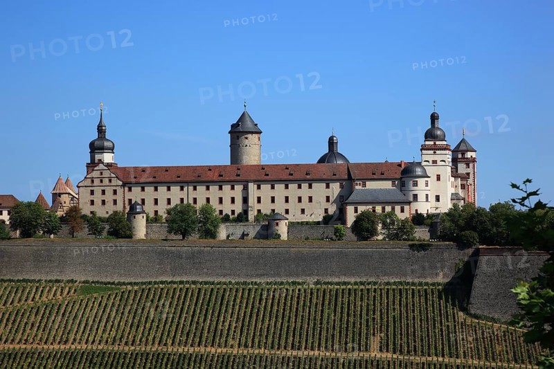 South side, Marienberg Fortress, Würzburg, Lower Franconia, Bavaria, Germany, Europe