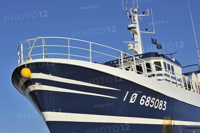 Bow of fishing bottom trawler in the Charente-Maritime, France, Europe